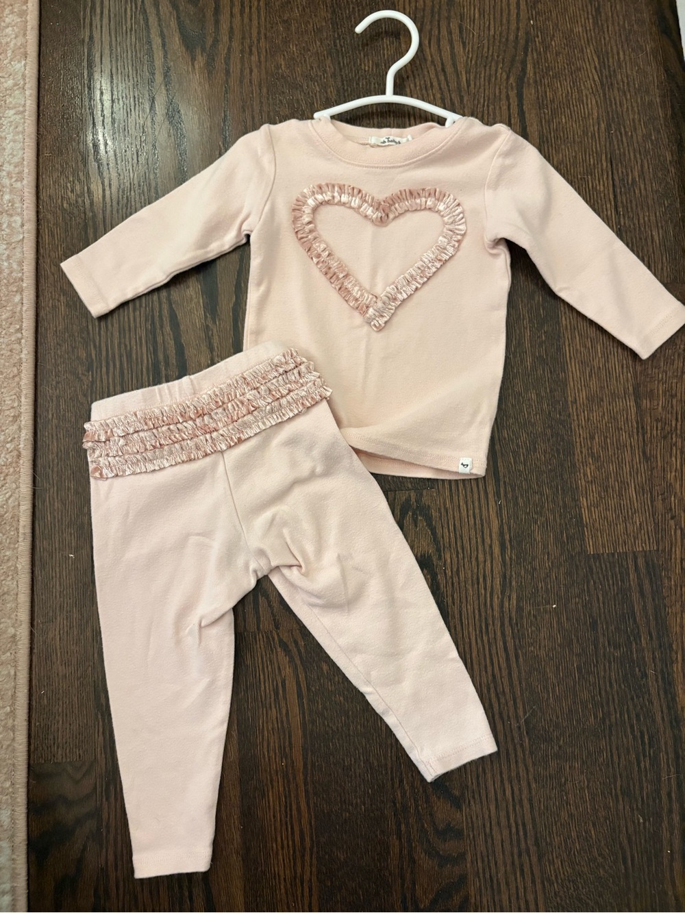 Infant Girls Pink Ruffle Heart Pajama Set